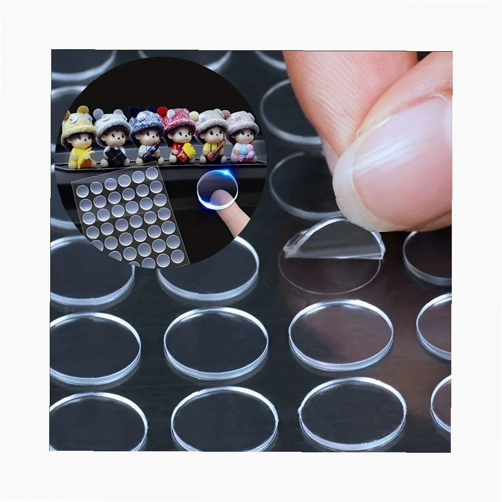 100Pcs Clear Round Acrylic Adhesive Tape Dots, Removable Nano Gel Tape for Balloon Wedding Car Decor, Invisible Sticky