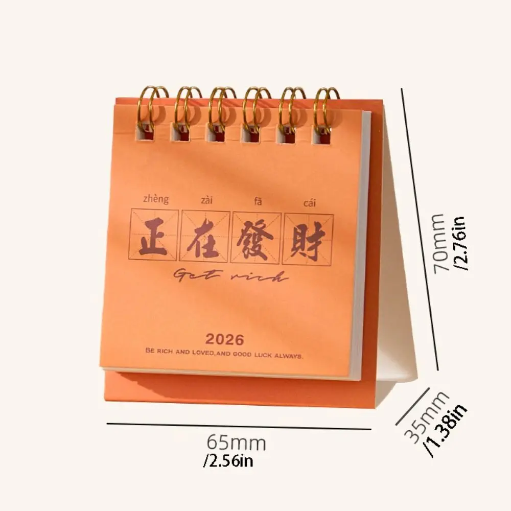 Month Date Display 2026 Mini Desk Calendar Inspirational Text Coil Binding Monthly Planner Solid Color Simple