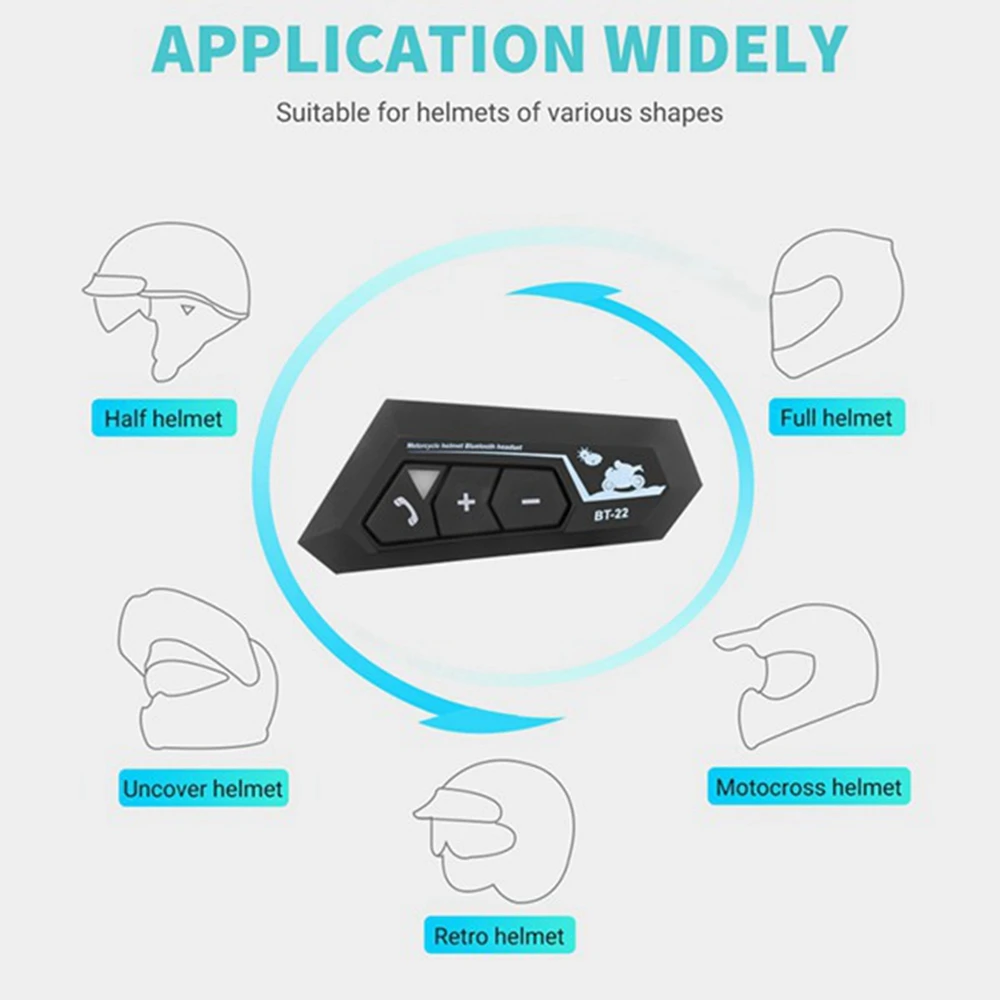 2 Set Motorcycle 5.0 Bluetooth Helmet Intercom Universal Pairing Earphone Headset With CNC Noise Reduction BT22