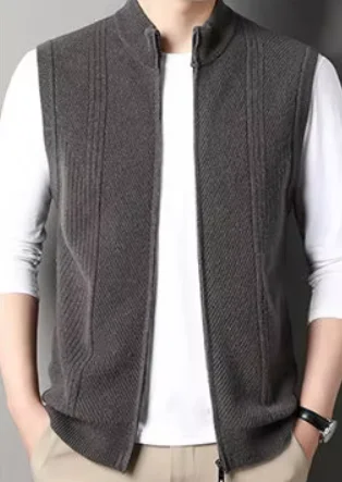 New cashmere sweater men's vest zipper thickened autumn and winter sweater men's vest sweater cardigan view 3