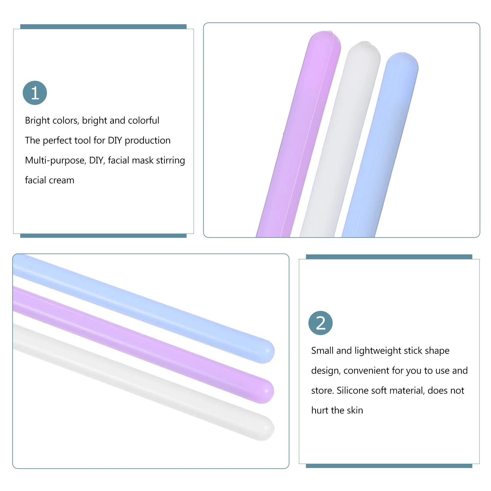 

3Pcs Silicone Stir Sticks Premium Multi-Function DIY Facial Cream Mask Mixing Tools Stirring Rod Facial Mask Stirring Rods