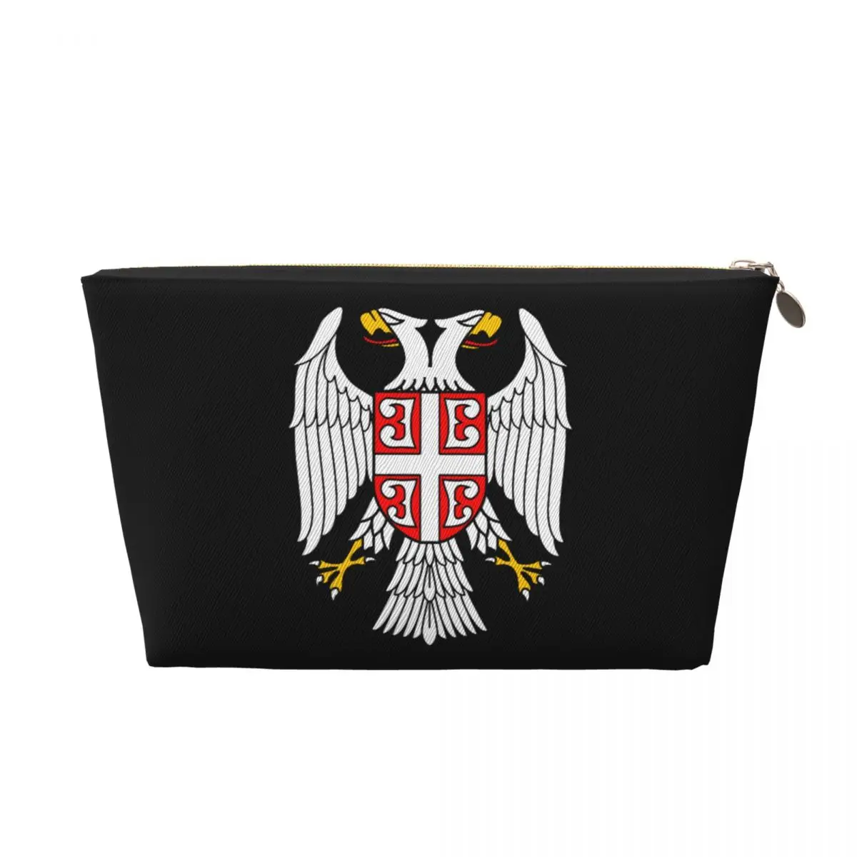 Custom Serbian Eagle Coat Of Arms Travel Cosmetic Bag Women Serbian Flag Makeup Toiletry Organizer Lady Beauty Storage Dopp Kit