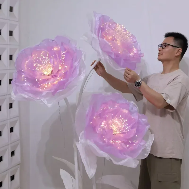 3D Luminous Artificial Flower Arrangement Glowing Simulated Bloom Home Window Decor Ornament for Living Room Bedroom Wall
