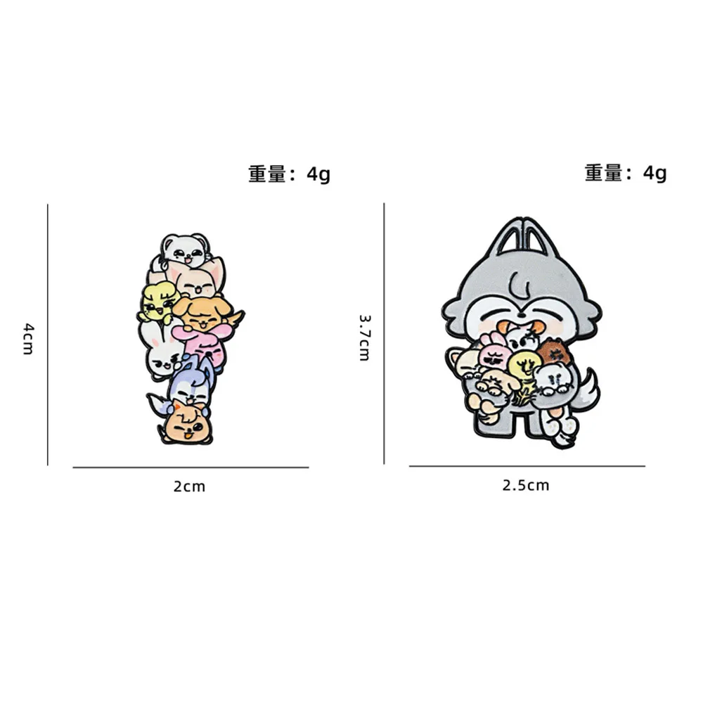 Cute Chibi Grey Wolf Animals Enamel Pin Cartoon Rabbit Character Brooch Lapel Badge Metal Pin Kpop Fans Jewelry Backpack Gift - view 6