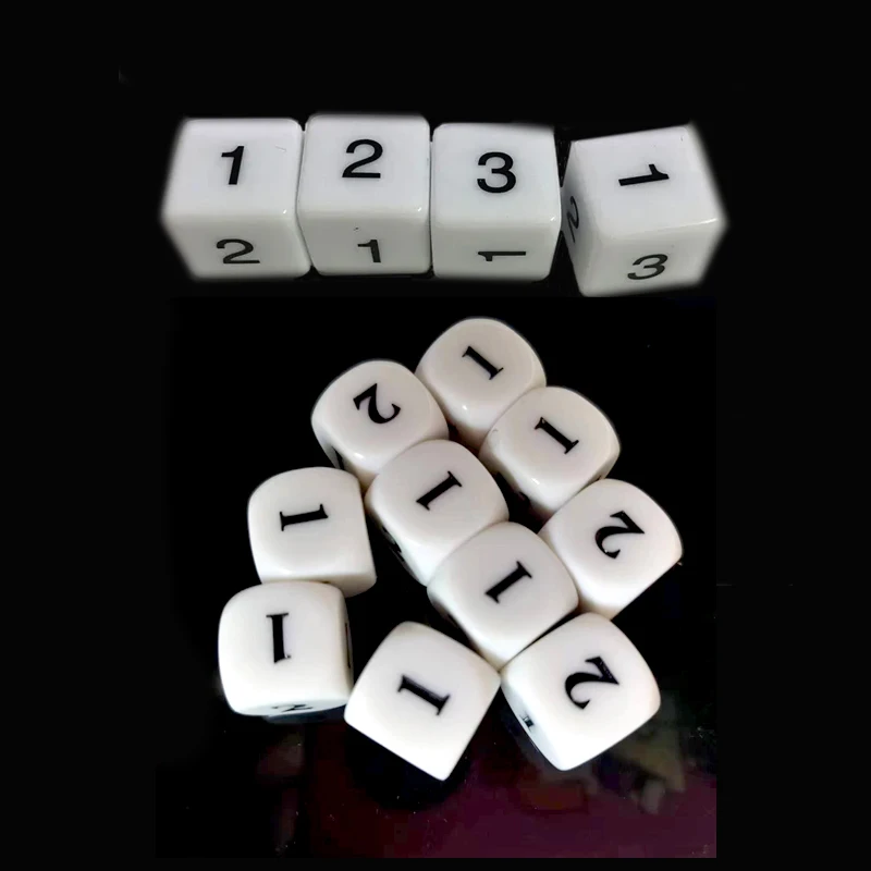 4 pieces Number 1 2 3 1 2 3 D6 round right angle Acrylic White Dice 6-sides 16mm Dices For Board game Dice accessories