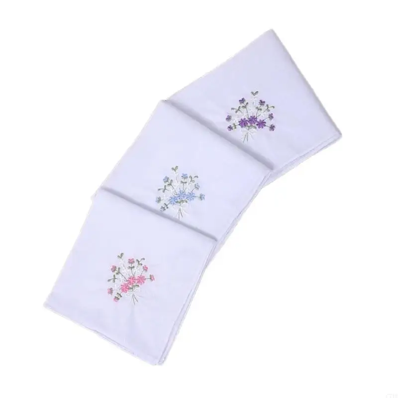 C71F 3 pezzi 28x28 Fazzoletto da taschino con fiori ricamati per donna Fazzoletto da uomo in poliestere Fazzoletto da sposo