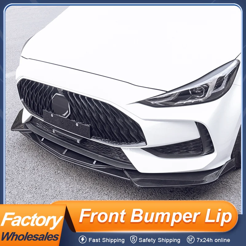 

For MG5 2021 2022 2023 Front Bumper Lip Chin Splitter PP Plastic Matt Black Red Carbon Color 3Pcs/Set Exterior Accessories