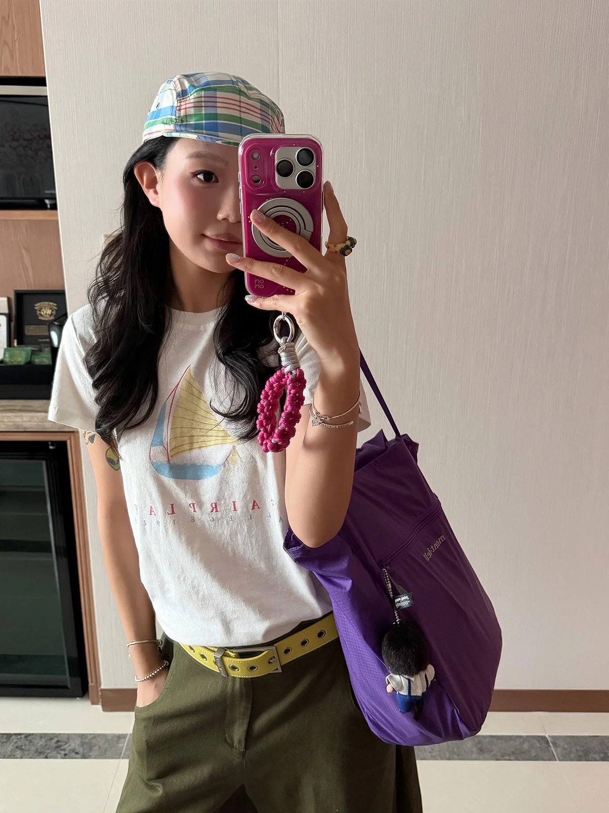 Sakura Ma Dou Tropical Sailing Boat Print round Neck Short Sleeve Women's T-shirt Summer Casual Slimming Comfortable White Top