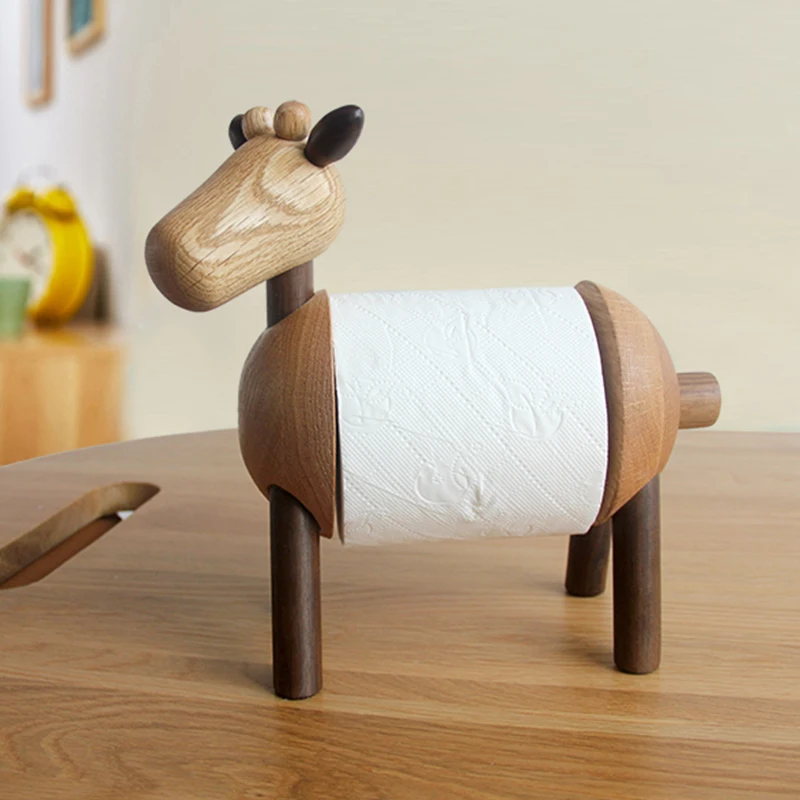 

Solid Wood Tissue Holder Roll Stand Tissue Dispenser Oak Animal Home Ornaments