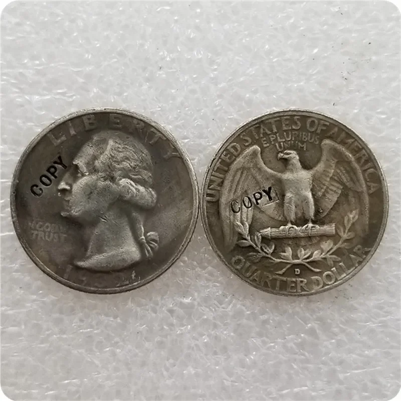 الولايات المتحدة الأمريكية 1932-D واشنطن الربع عملة نسخة عملات معدنية تذكارية-نسخة عملات معدنية ميدالية عملات المقتنيات التحدي عملات الجيب المسيح #1