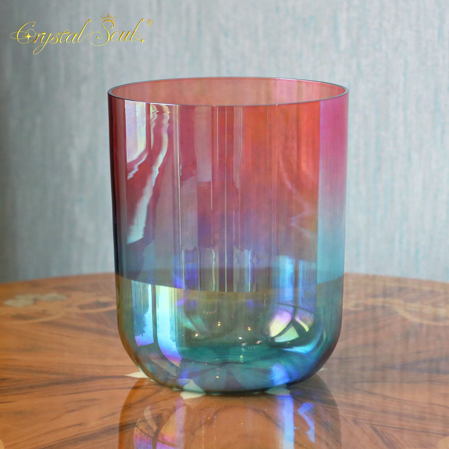 

CrystalSoul 432Hz Rose Pink Gradient Aurora Alchemy Crystal singing Bowl with bag and accessories