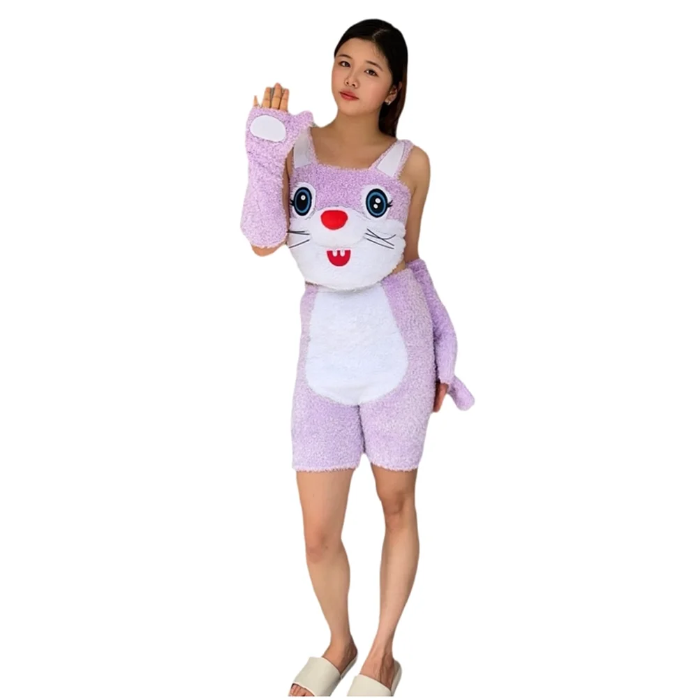 Fly Yu Rabbit Pajamas Cute Home Clothes Purple Rabbit Cosplay Halloween Party for Women