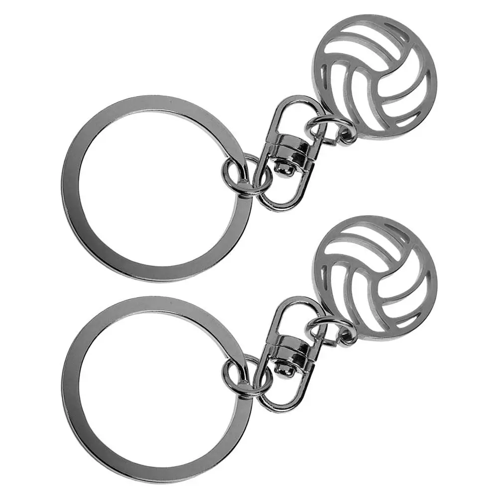 

2 Pcs Stainless Steel Volleyball Key Chain Hollow Pendant Sports Keychains Volleyball Keychains For Girls Gifts Packaging