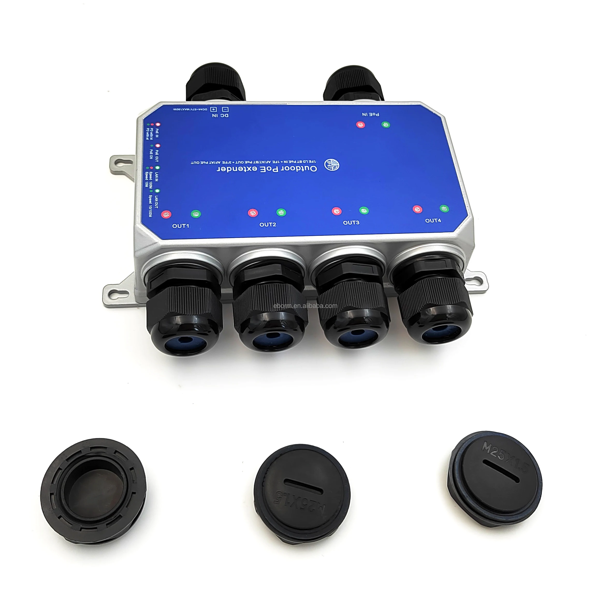 

OEM 4 порта 1000 Мбит/с 90 Вт Poe повторитель IP67 802.3af/at/PoE++/BT водонепроницаемый промышленный удлинитель 48 В наружный удлинитель PoE 2 в 4 выхода