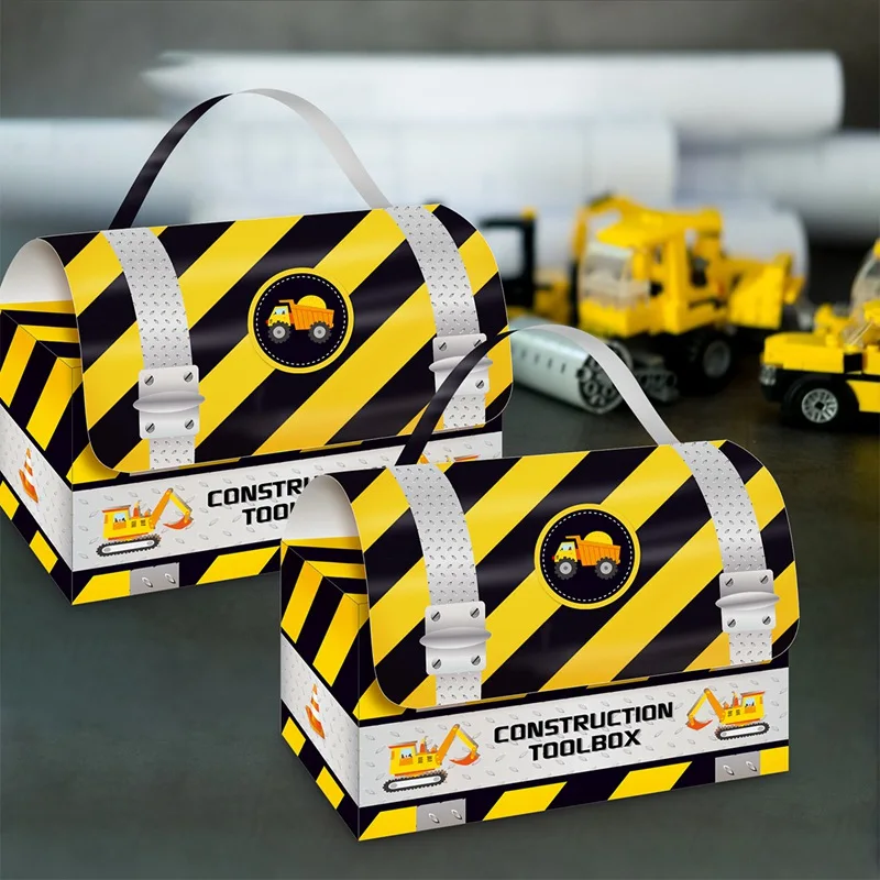 Construction Trucks Party Favor Candy Box Digger Candy Gift Box Cupcake Box Birthday Event Party Decorations Container Supplies