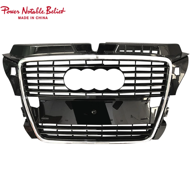 09-12 RS3 grille quattro style with lower frame honeycomb grille for Audi A3 S3 auto front bumper grill 2009 2010 2011 2012