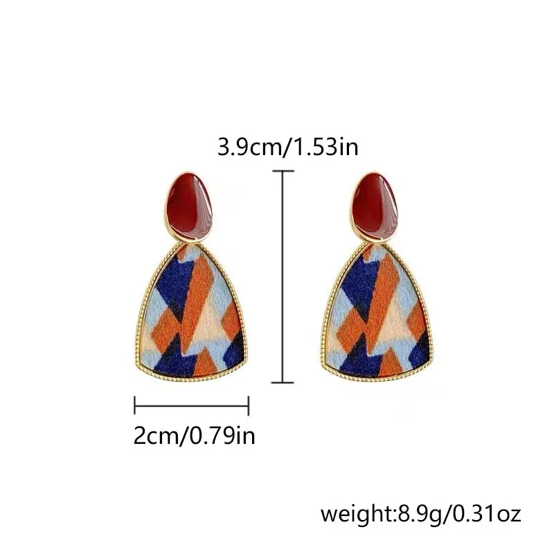 Vintage Weinrote Geometrische Ohrringe für Damen 2024 Neuer Trend Unregelmäßige Farbblock-Anhänger-Ohrringe Eleganter Schmuck Geschenk – Detail 7