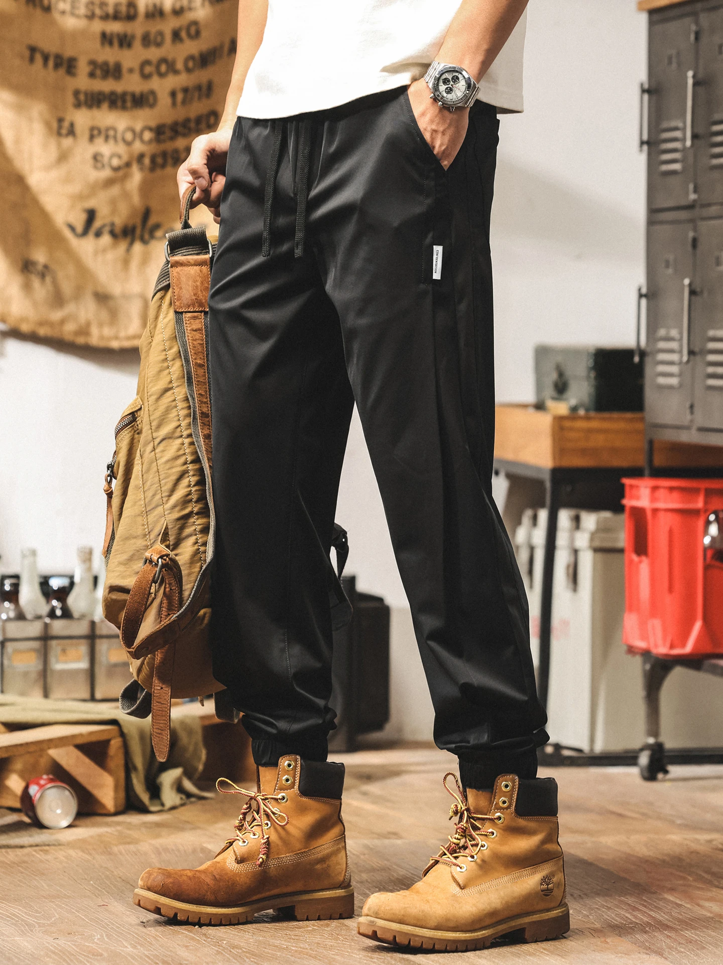 

Ice Silk Men's Casual Pants Qui Dry Loose Straight Leg Summer Outdoor Sports Cuffed Breathable Thin Pure Color Long Trousers