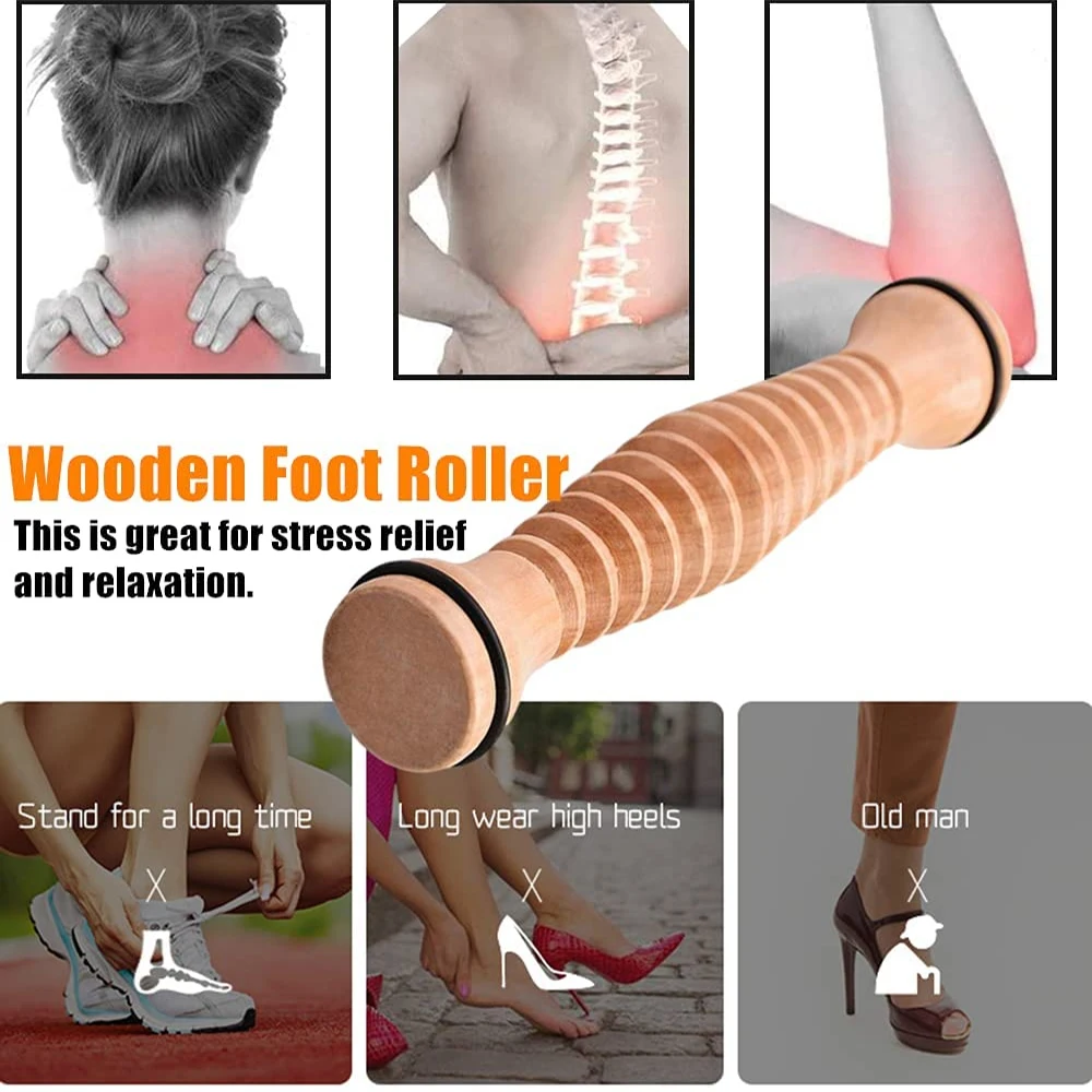 Wood Foot Massage Roller for Plantar Fasciitis Relief Deep Tissue Massage Tools Stress Relief Foot Massage Roller Relieve Stress