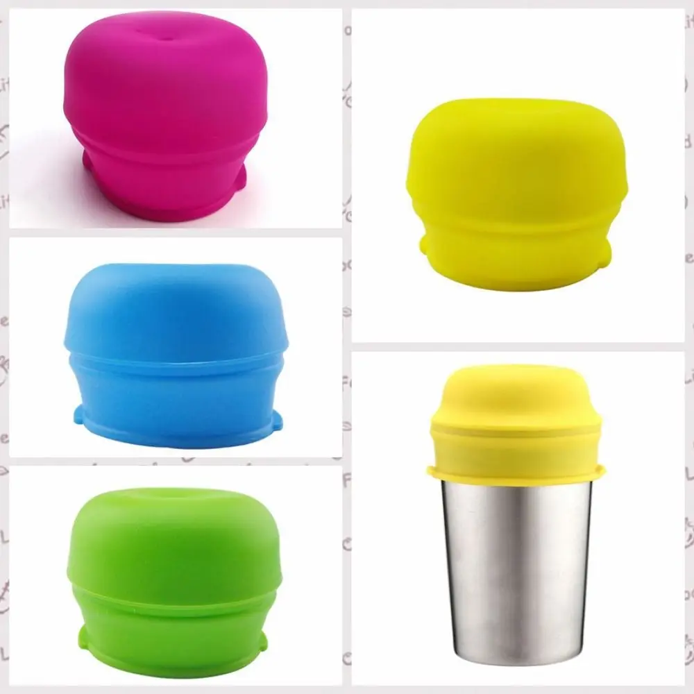 1Pc Silicone Cup Lid With Straw Hole Elastic Spill-Proof Colorful Cup Cover Protective Cover Bottle Accessories