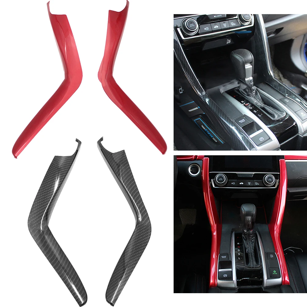 Carbon Fiber Left Rudder Gear Shift Panel Cover Trim Compatible with For Civic 2014 2019 Set of 2 for Direct Replacement