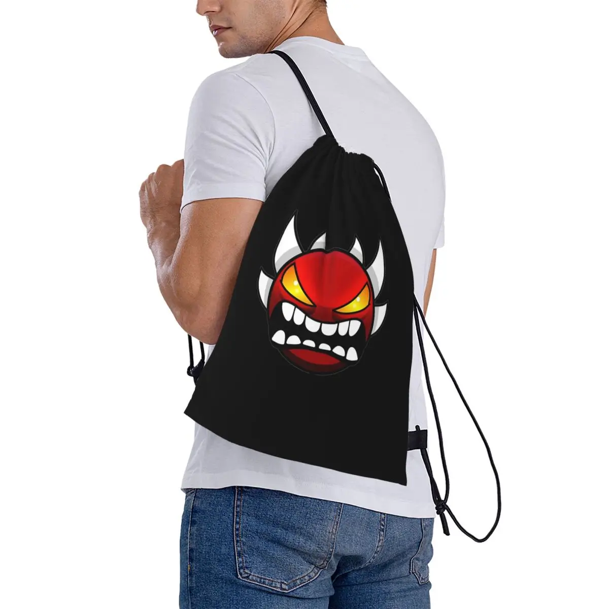 

Video Game Geometry Dash Backpacks Multi-function Drawstring Bags Storage Bag Book Bags for Man Woman School