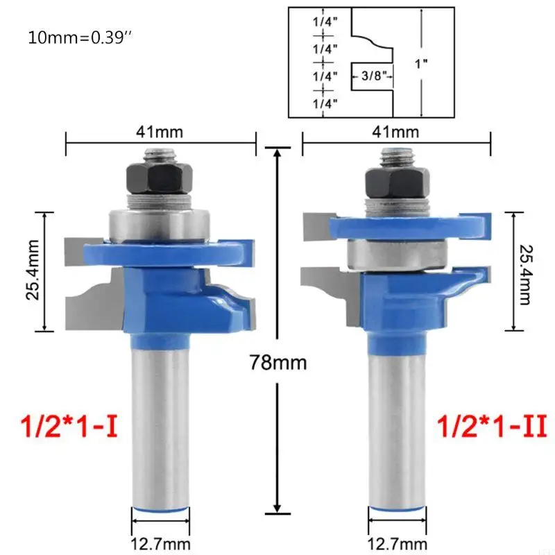 L74C 3 -stcs/set tonggroef router bits appartementbord kast deur houtwerk