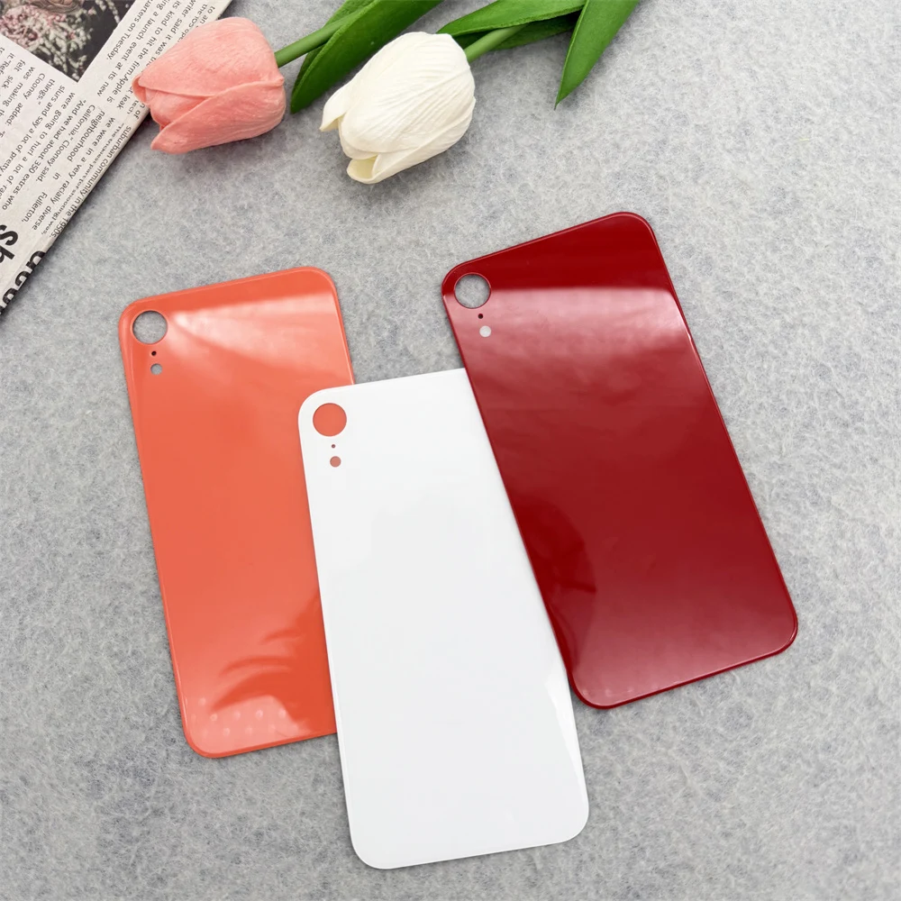 New Big Large Camera Hole Rear Battery Back Door Glass Replacement For iPhone XR,Back Cover Glass for iPhoneXR Replacement Part