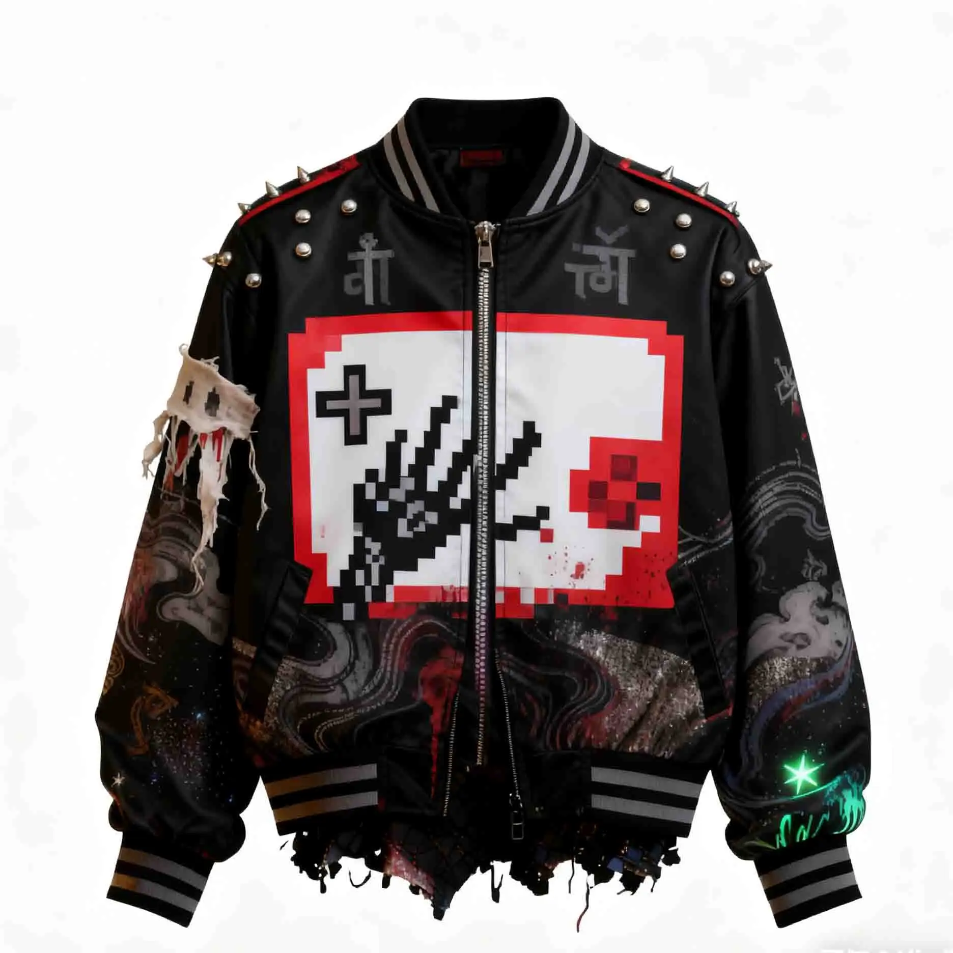 EU size Martini Racing Logo Printed Racing Suit PU Leather Jacket Windproof All Season Men's Contrasting Leather Jacket Workwear