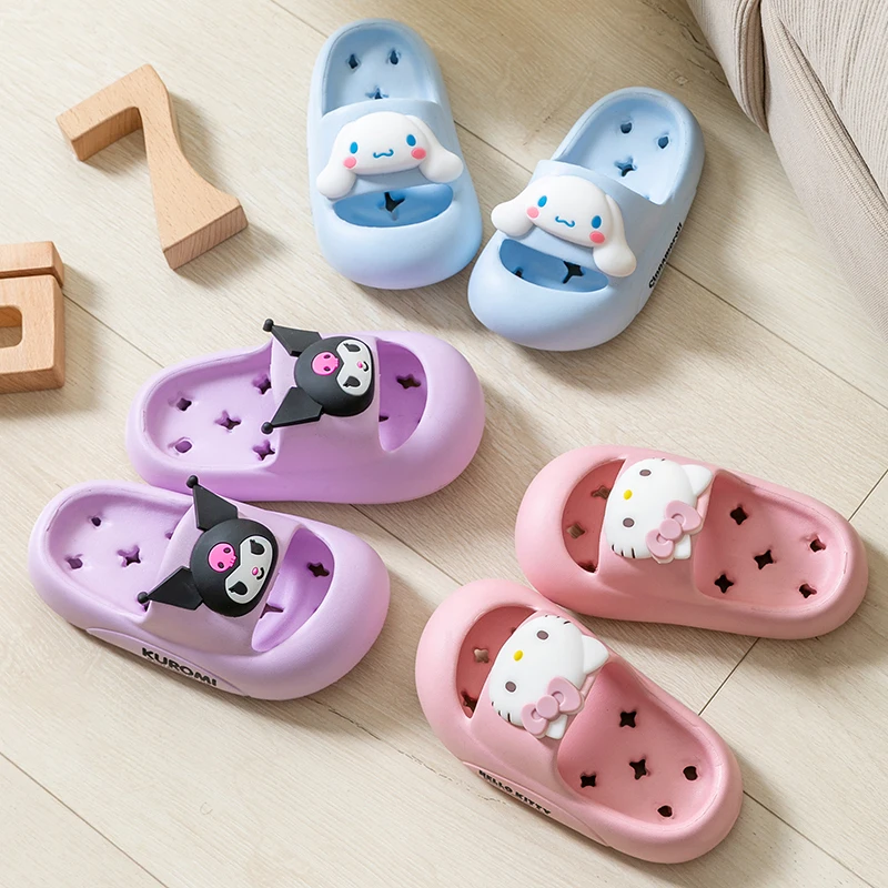 Sanrio kawaii Hello Kitty Sanrio Сандалии с отверстиями Тапочки Сандалии Kawaii Eva Anime Домашняя пляжная обувь Летние тапочки для взрослых и детей