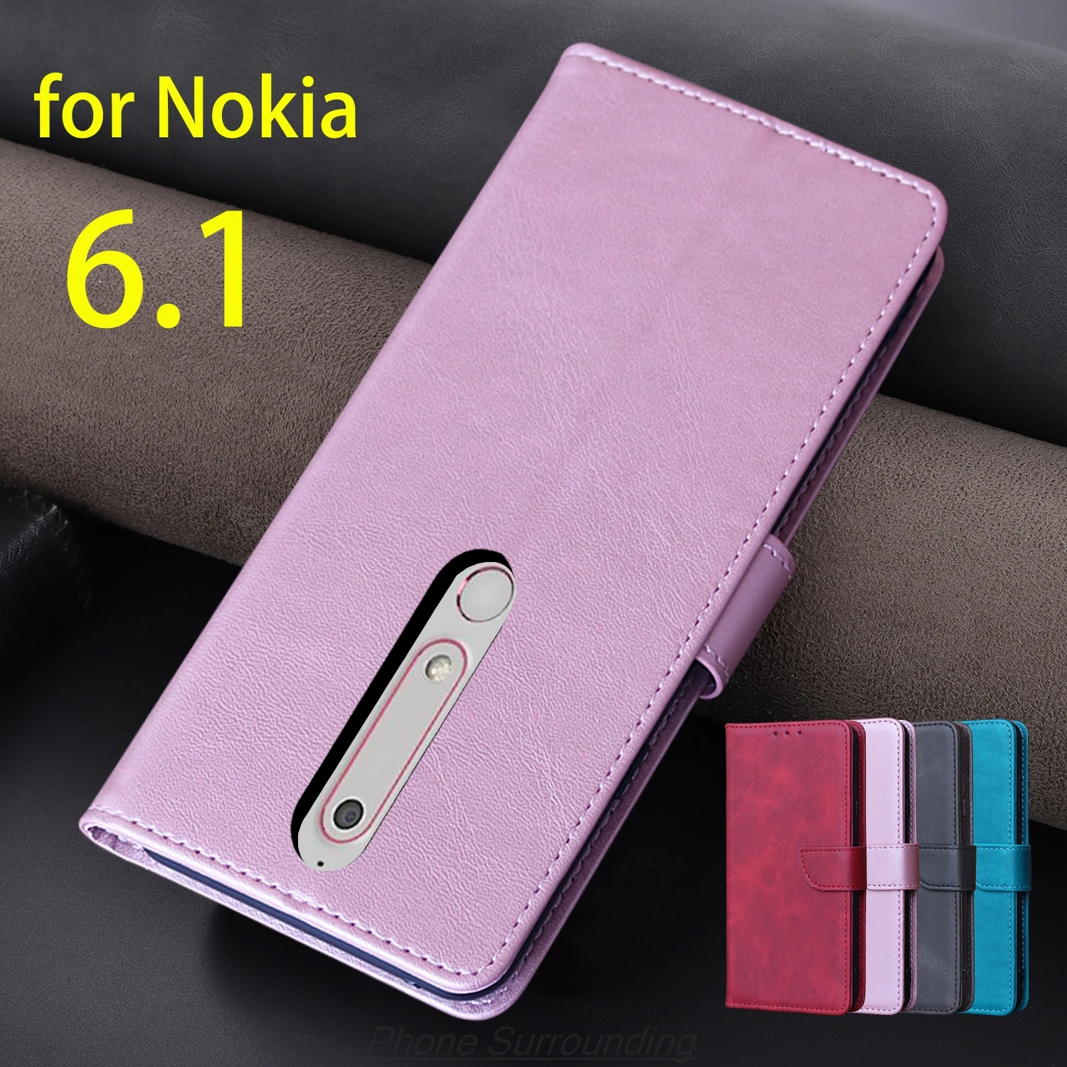Funda de cuero Pu con tapa tipo billetera para Nokia 6,1/Nokia 6 2018, tarjetero, bolsas para teléfono, funda protectora, Fundas Coque