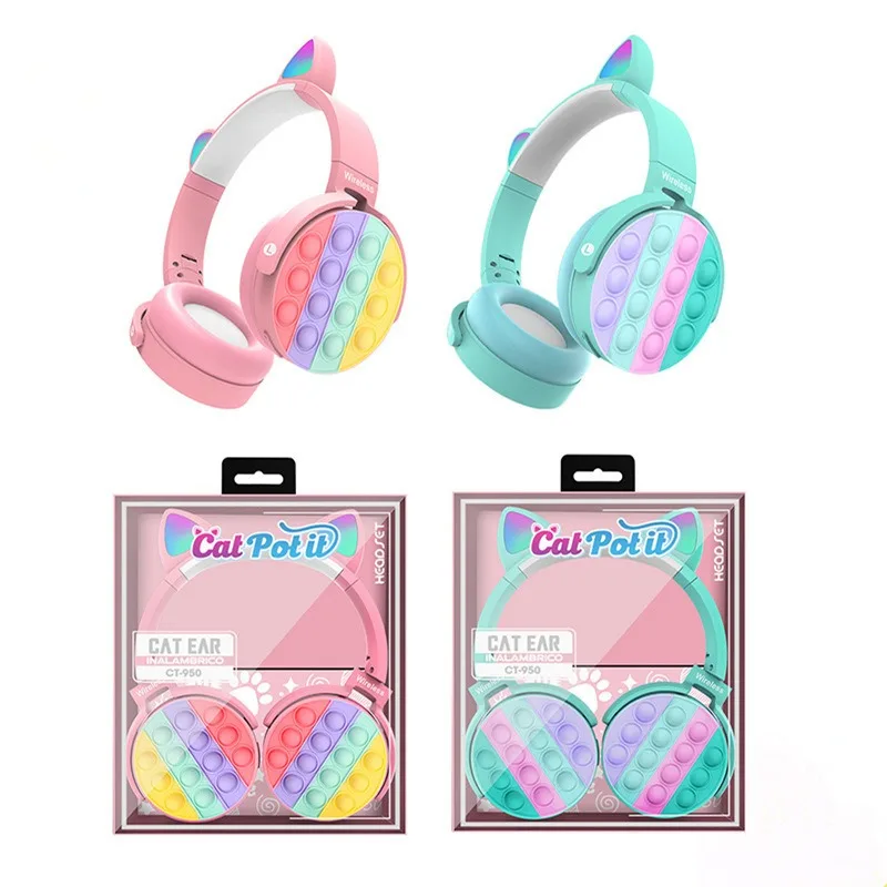 

450 wireless Bluetooth headphones with cat-ear headband design