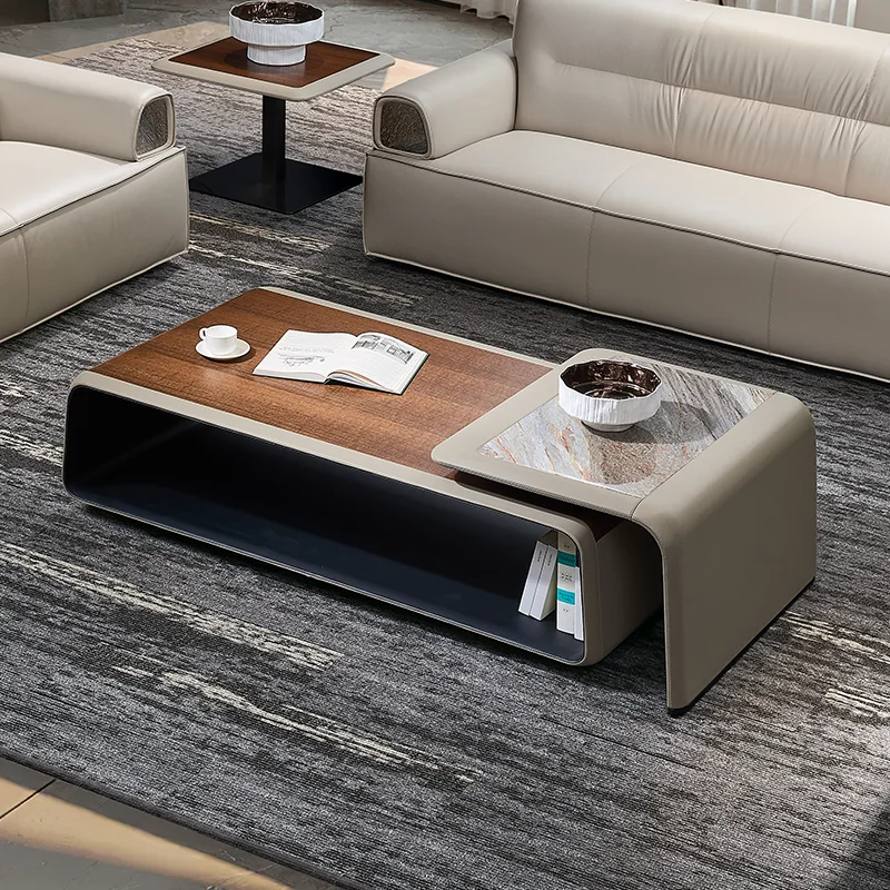 

Negotiation reception area modern luxury high-end desk leather wooden coffee table office marble coffee table set