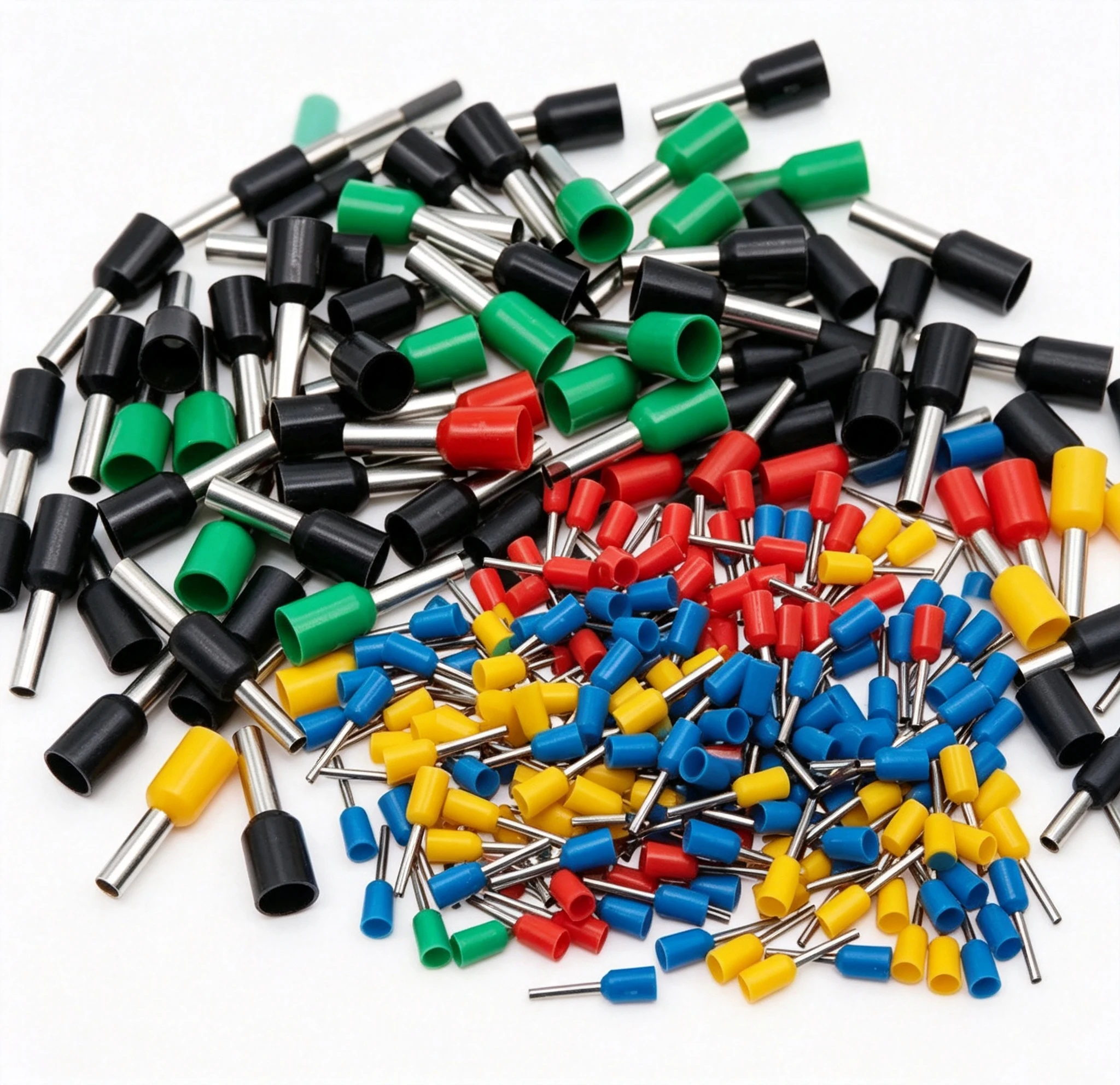 Brass Tin‑plated EV VE Ferrule Terminal Pre‑Insulated Cord End Tubular Crimp Terminal 200/500Pcs For E‑Bike Solar Energy Storage