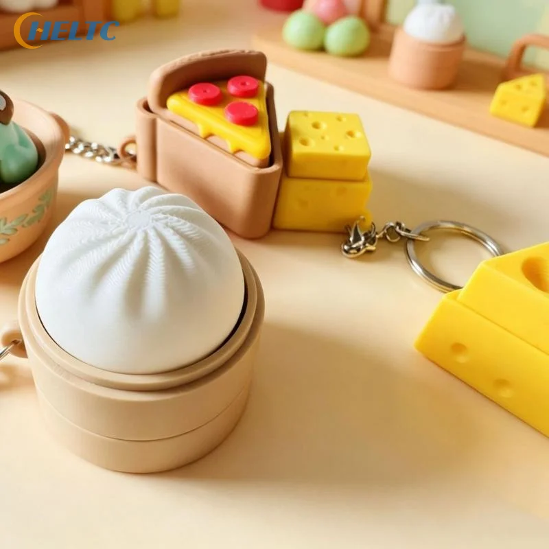 1Pcs Simulation Bun Keyboard Clicker Keychain Mini Steamed Bun Stress Relief Sensory Fidget Toys For Autism ADHD Decompression