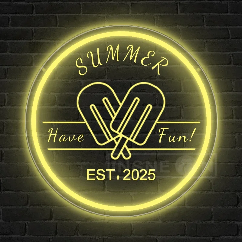 

Ice Cream Customizble Summer Neon Sign Light USB-Powered Wall Decor Switch Playful Design Beach Bar Bedroom Party Durable Decor