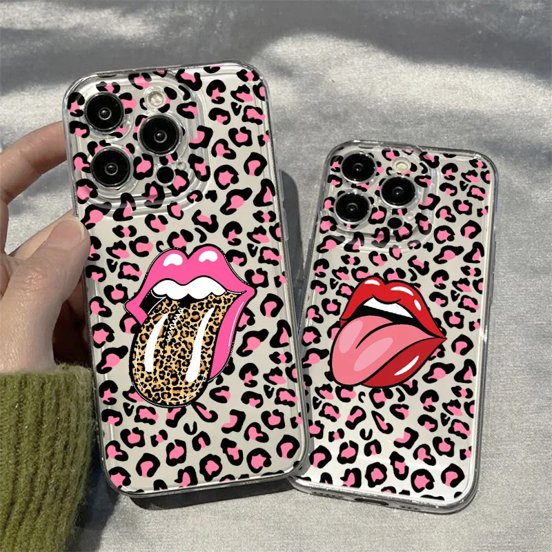 Pink Rolling Stones For Samsung S24 S23 S22 S21 S20 FE Note 20 10 Ultra Plus Transparent Space Phone Case Funda Shell Cover Capa