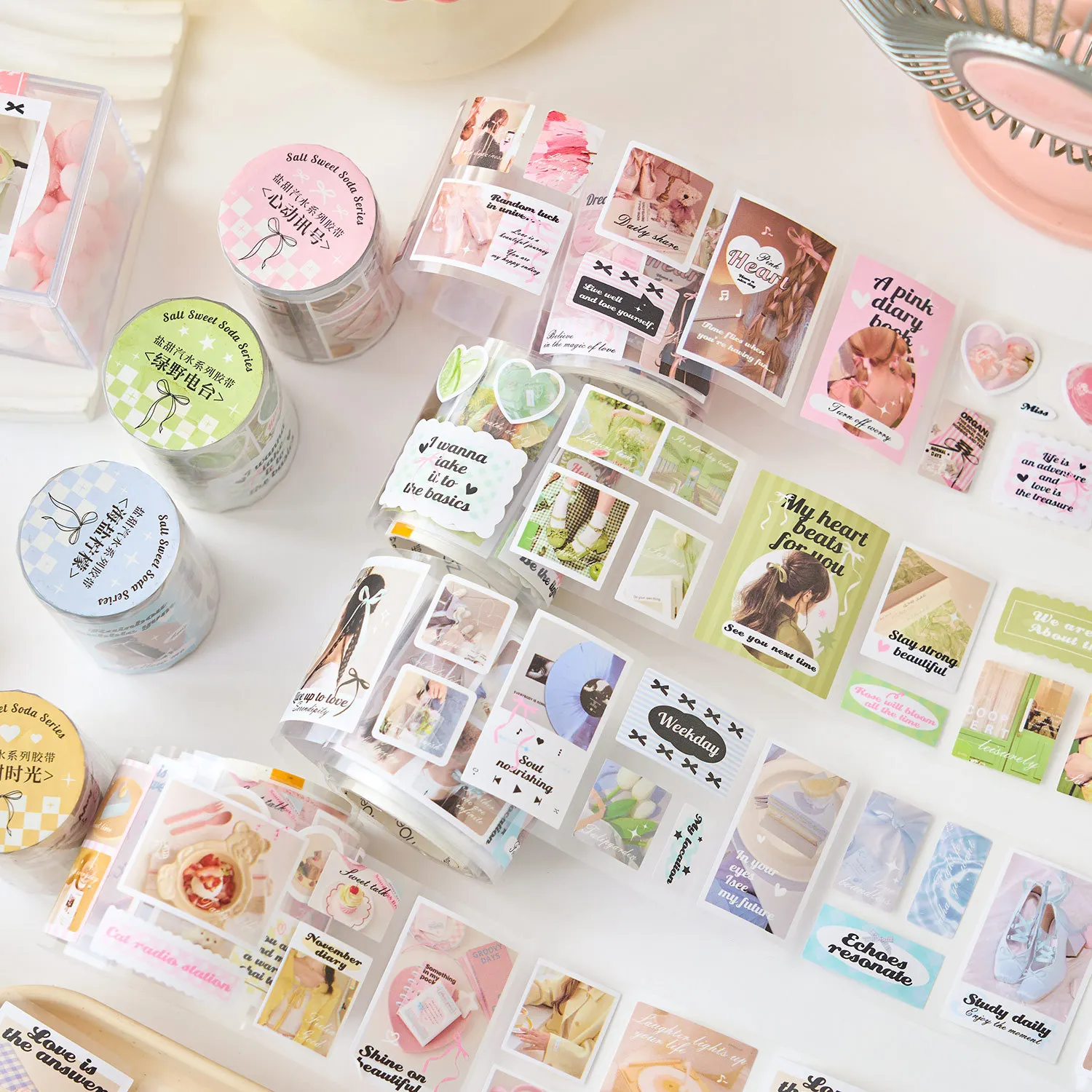 Salt Sweet Soda Series Tape Korean Ins Simple Basic DIY Material Stickers