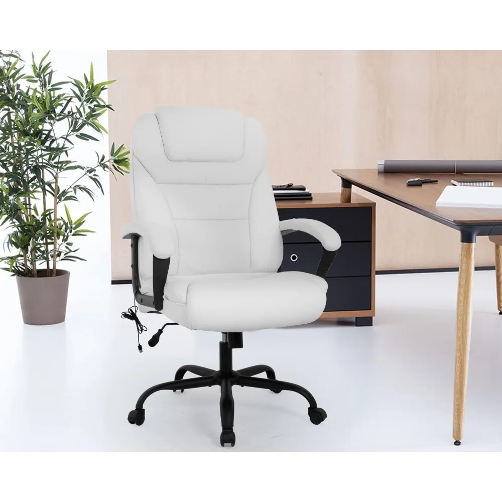 

500 pound wide seat ergonomic office desk and chair with lumbar support arm, headrest massage office chair, rolling and rotating