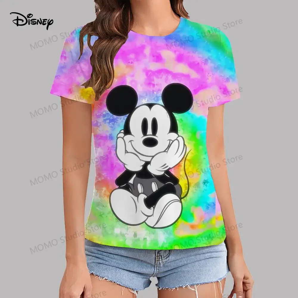 

Disney Mickey Mouse T-Shirt Kawaii 100-6xl Summer Short Sleeve Streetwear y2k Girls 3-14 Fashion 2024 O Neck Womens Clothing Top