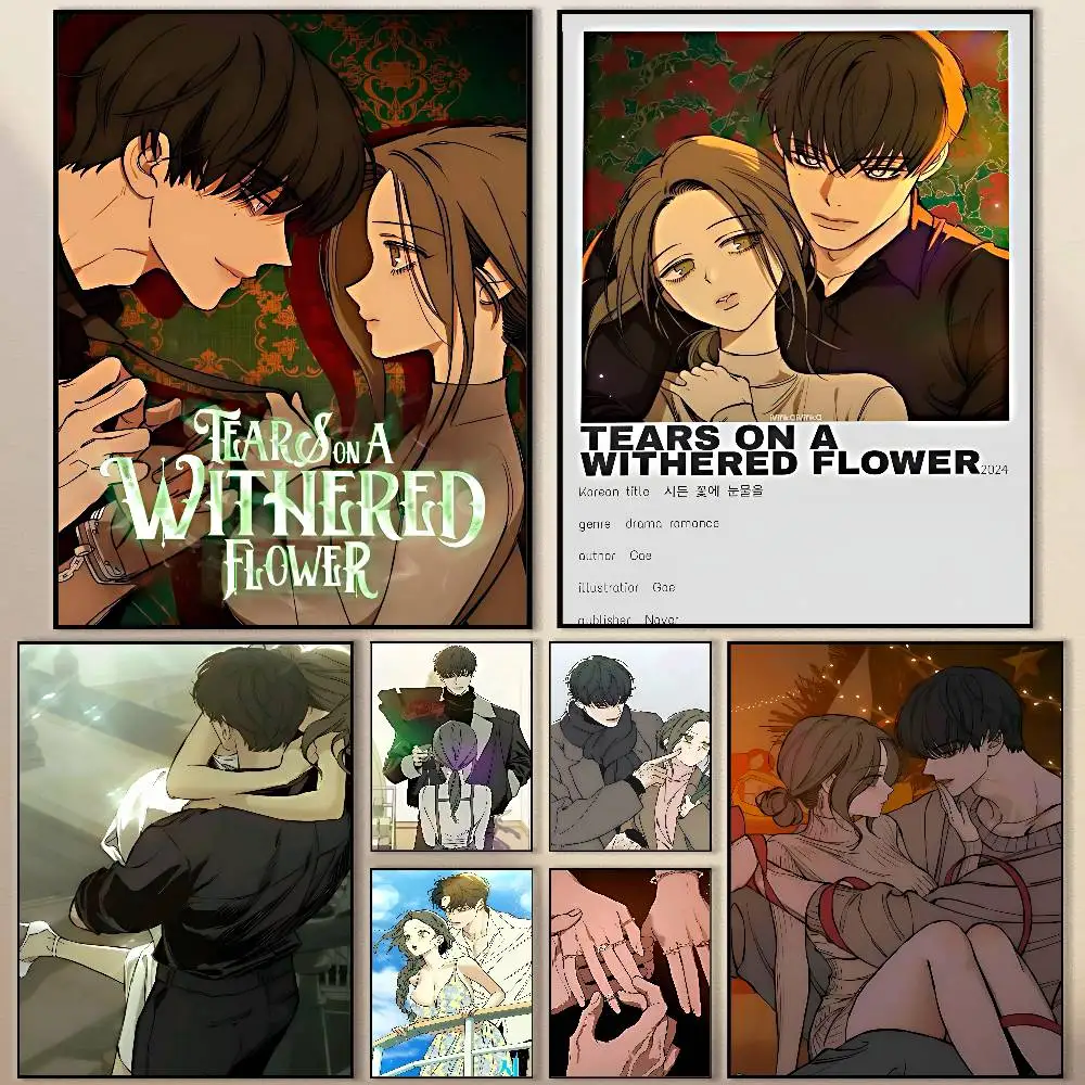 

Mango T-Tears on a Withered Flower Poster Modern Waterproof HD Wall Art Decal Self-Adhesive Aesthetic Decor for Home Living Room