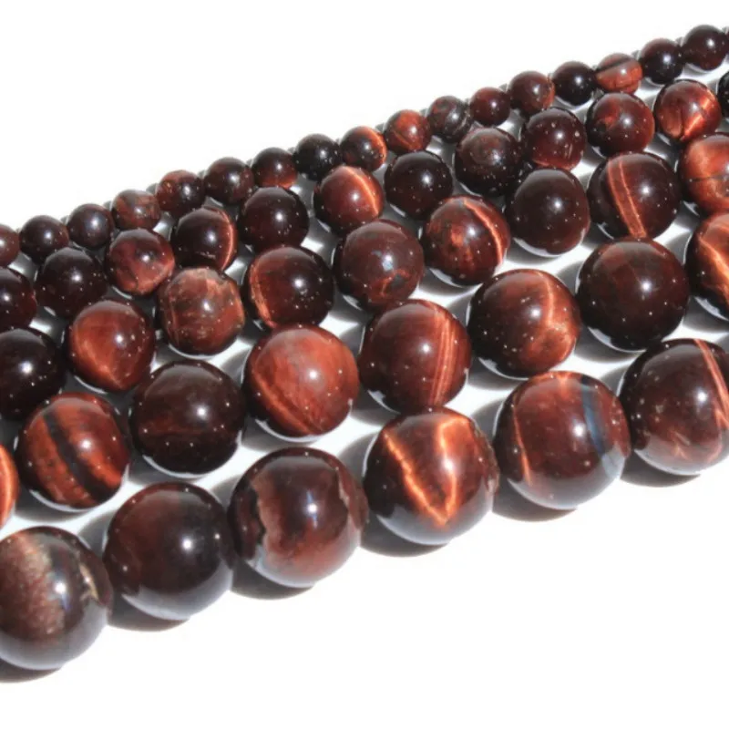 Red Tiger Eye  Loose Beads Natural Gemstone Smooth Round for Jewelry Making