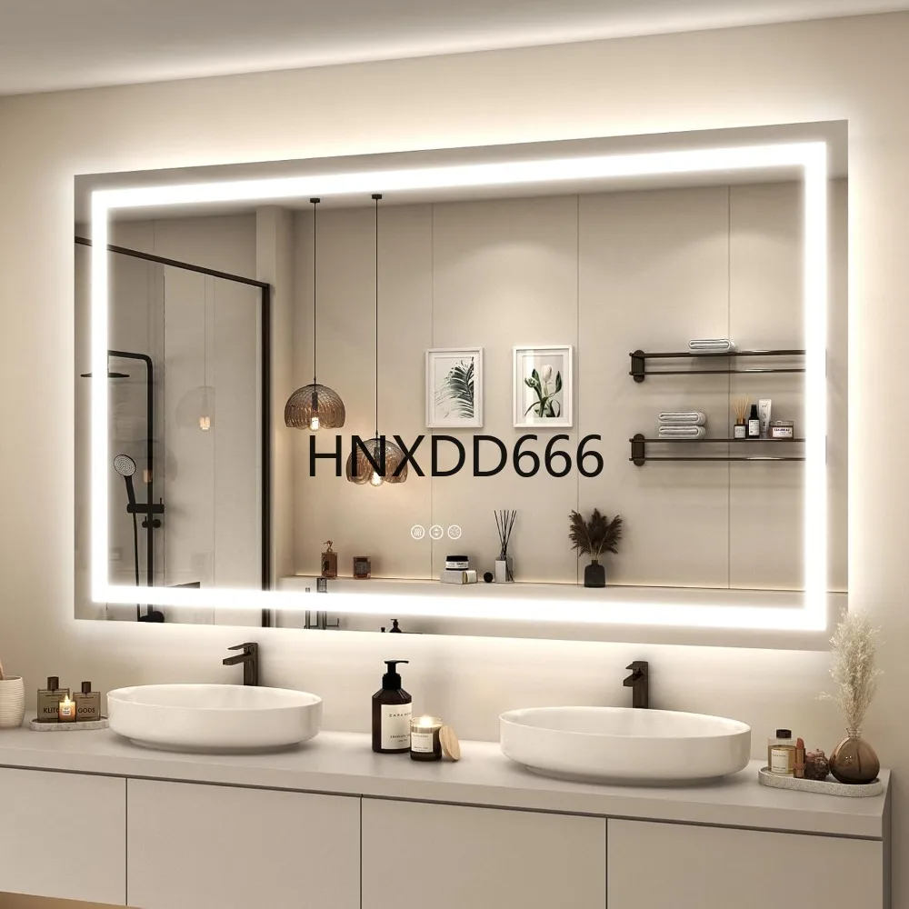 

66x40 inch Large LED Mirror for Bathroom, Lighted Vanity Mirror for Wall, Dimmable, Anti-Fog, Shatter-Proof, ETL Listed