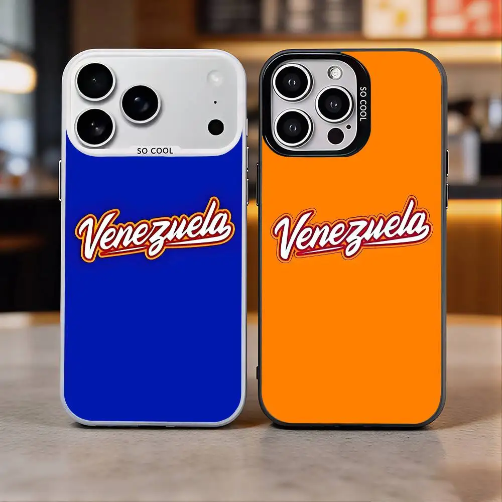 

V-Venezuela Art Print Colorful Silver Back Phone Case For IPhone 17 16 15 14 13 12 11 Plus Pro Max Plus
