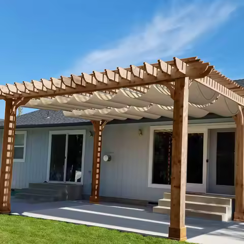 Paradise 7'W x 22'L Waterproof Retractable Pergola Canopy Replacement Outdoor Shade Cover for Garden Deck Gazebo Por
