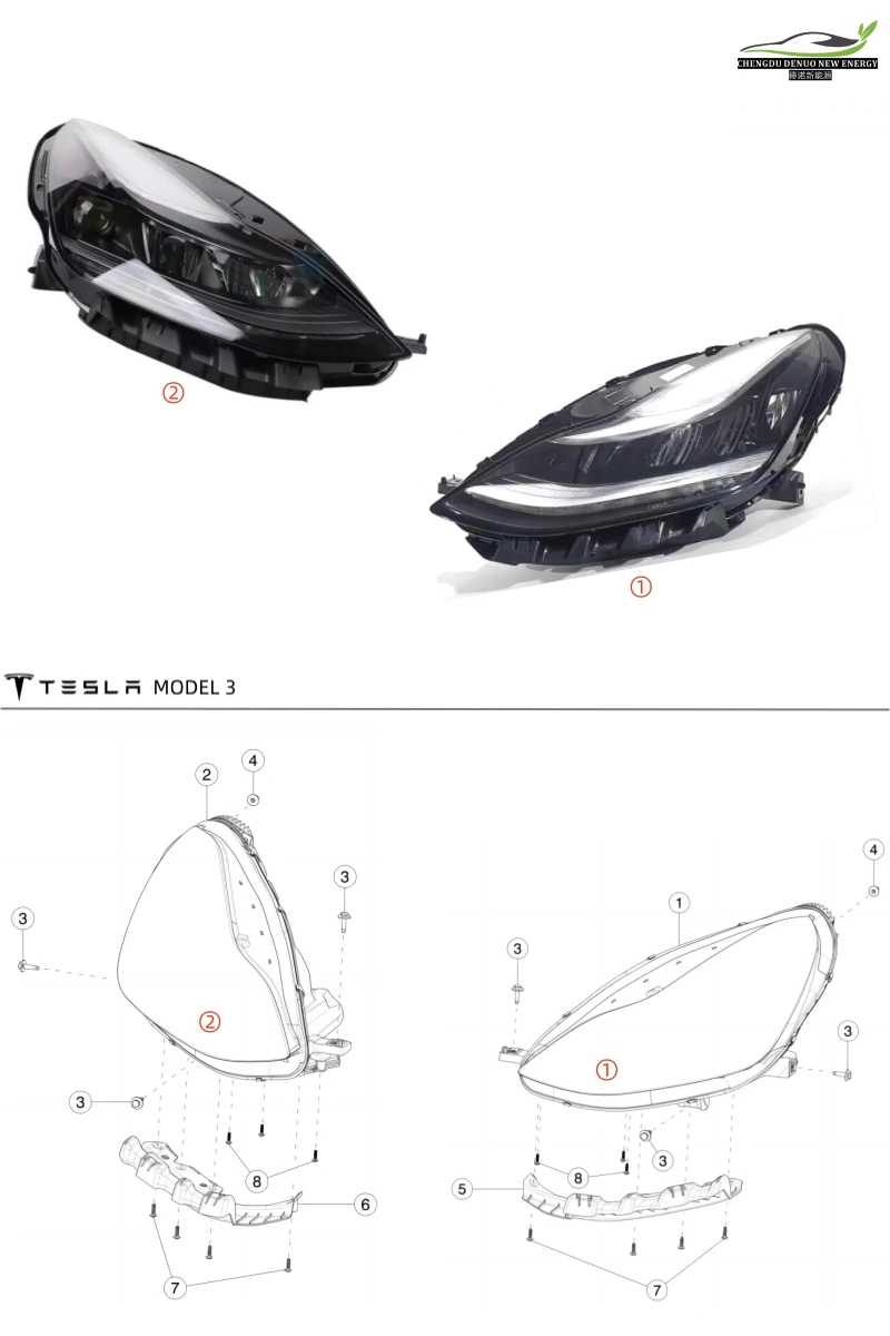 1077375 -00-C D Tesla Model 3/Y Przednie reflektory kombinowane Model 3 Reflektory wysokiej jakości