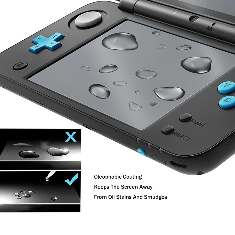 2PCS/Set Tempered Glass Top LCD Screen Protector + HD Clear Crystal Buttom LCD Screen Protective Filter for New Nintendo 2DS XL