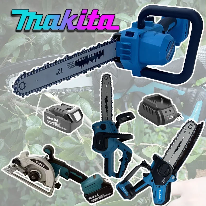 

Makita Cordless Woodworking Chainsaw With Small Handheld Electric 6-inch Logging Mini Portable Chainsaw Tool Set with Charger