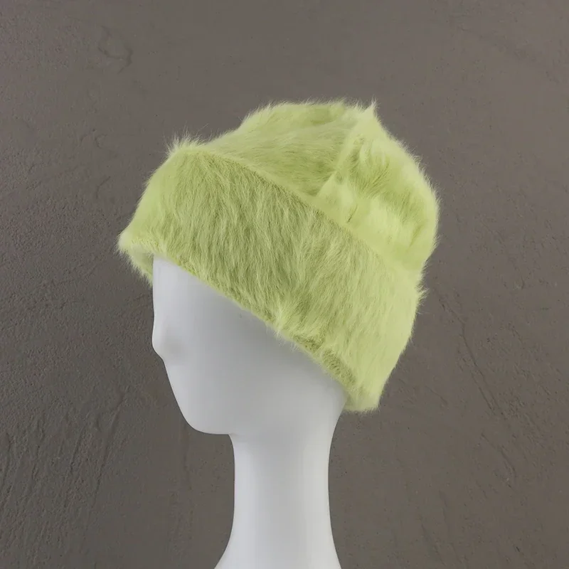 2024New Farben Weiche Kaninchen Fell Mützen Winter Hut für Frau Luxus Flauschigen Gestrickte Hut Motorhaube Dame Herbst Winter Warme Skullies kappe – Detail 28