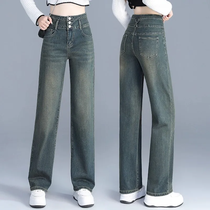 

Women's Denim Pants Spring Autumn Small Size Vintage Narrow Straight-Leg Pants